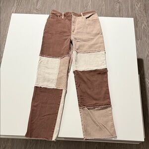 Hollister Brown Patch Jeans Sz 7Regular W28 L31 Ultra High Rise Dad Women Youth